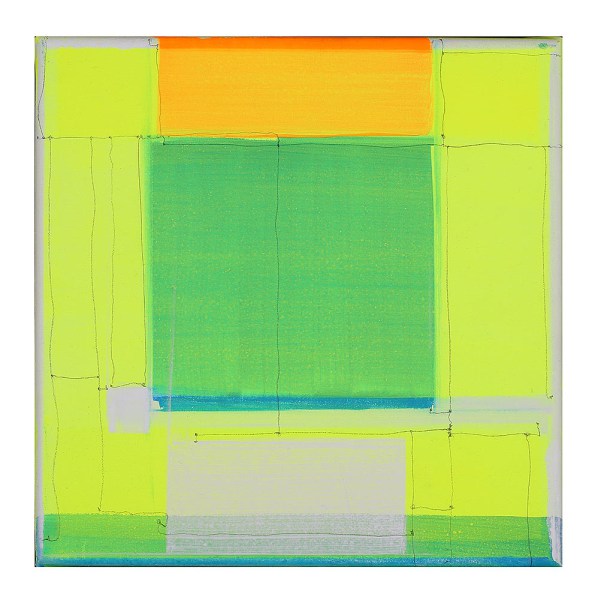 Raum mit Grün,   Bild mit grüngelb und blau, Acryl Bleistift LWD,   Marius D. Kettler   2019
